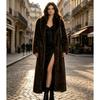 Womens Long Faux Fur Coat Lapel Collar Thick Warm Winter Outerwear Plus Size Elegant Style