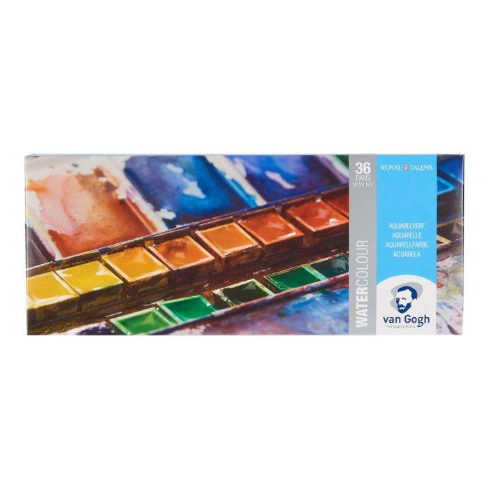 Set of 36 Half Pans of Van Gogh Watercolor Paint Royal Talens Metal Box