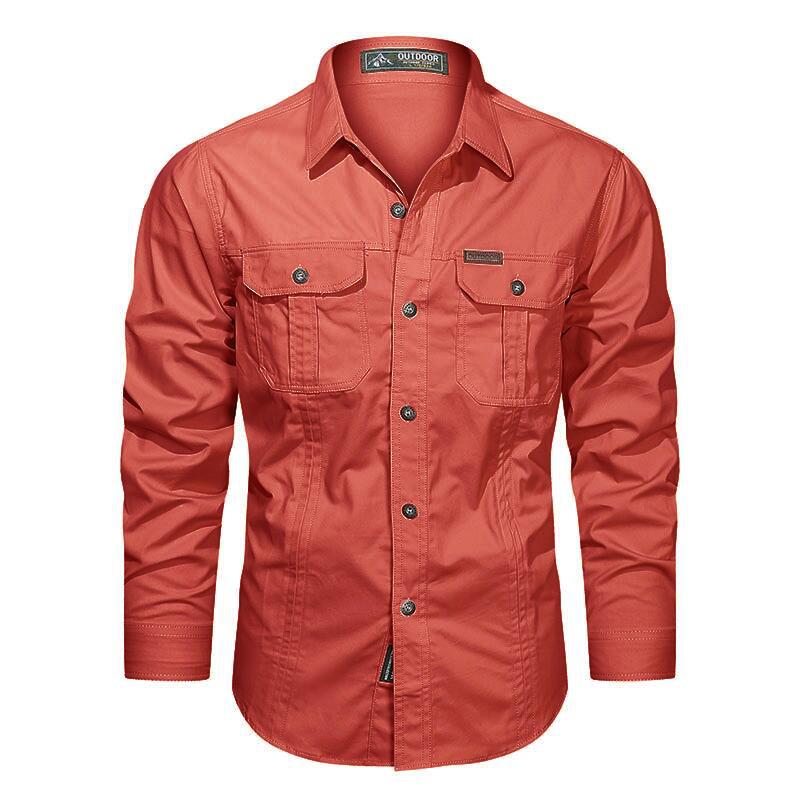 Men's Long Sleeve Cotton Shirt: 2024 Spring & Autumn Casual Loose Outdoor Workwear Jacket