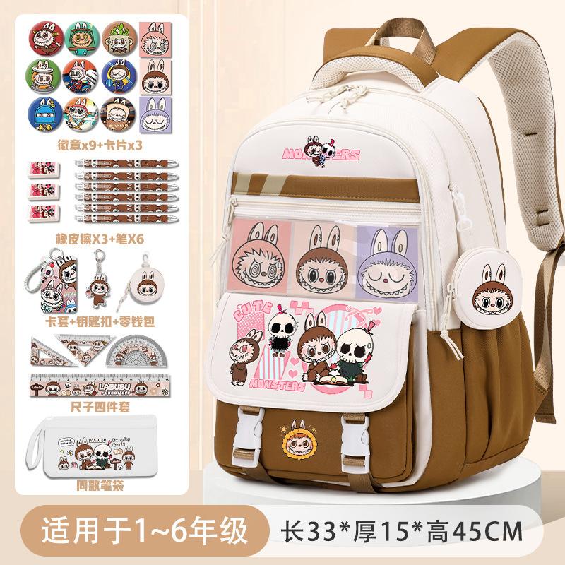 School Bag School Bag Primary School Students Large Capacity Burden Reduction and Decompression Backpack 3-5-6 Grade Cartoon Spine Protection Backpack
