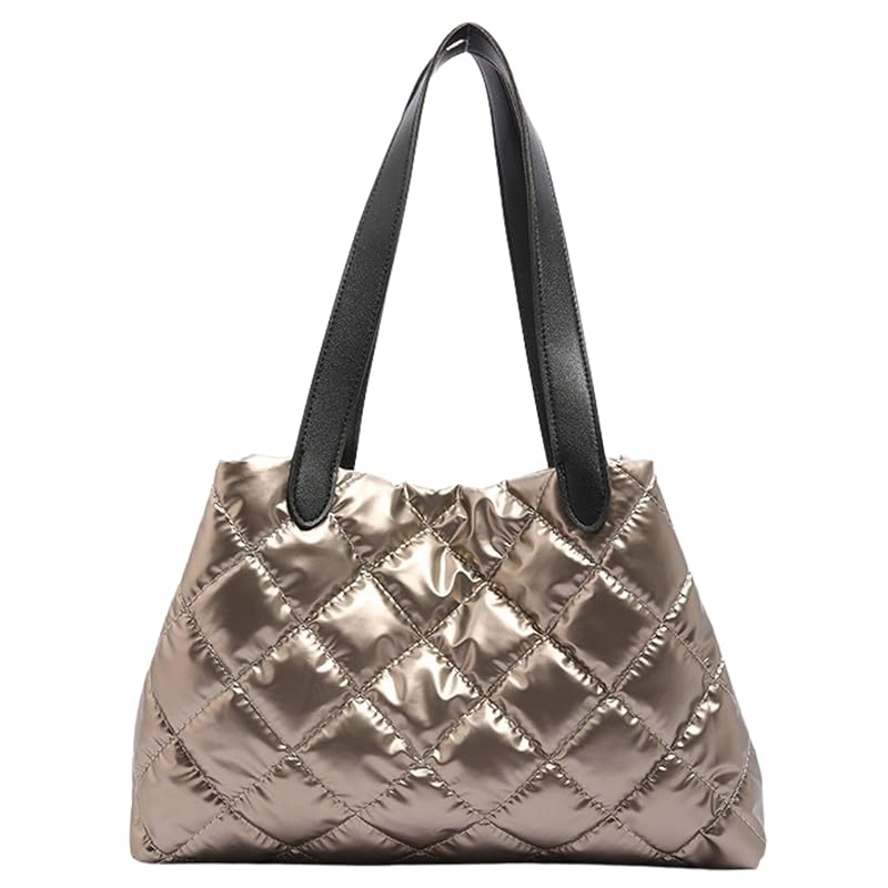 

[Gorcre] quilting mini tote bag ladies luster quilt tote bag Shoulder bag lightweight commute Commuting to school casual (Champagne)