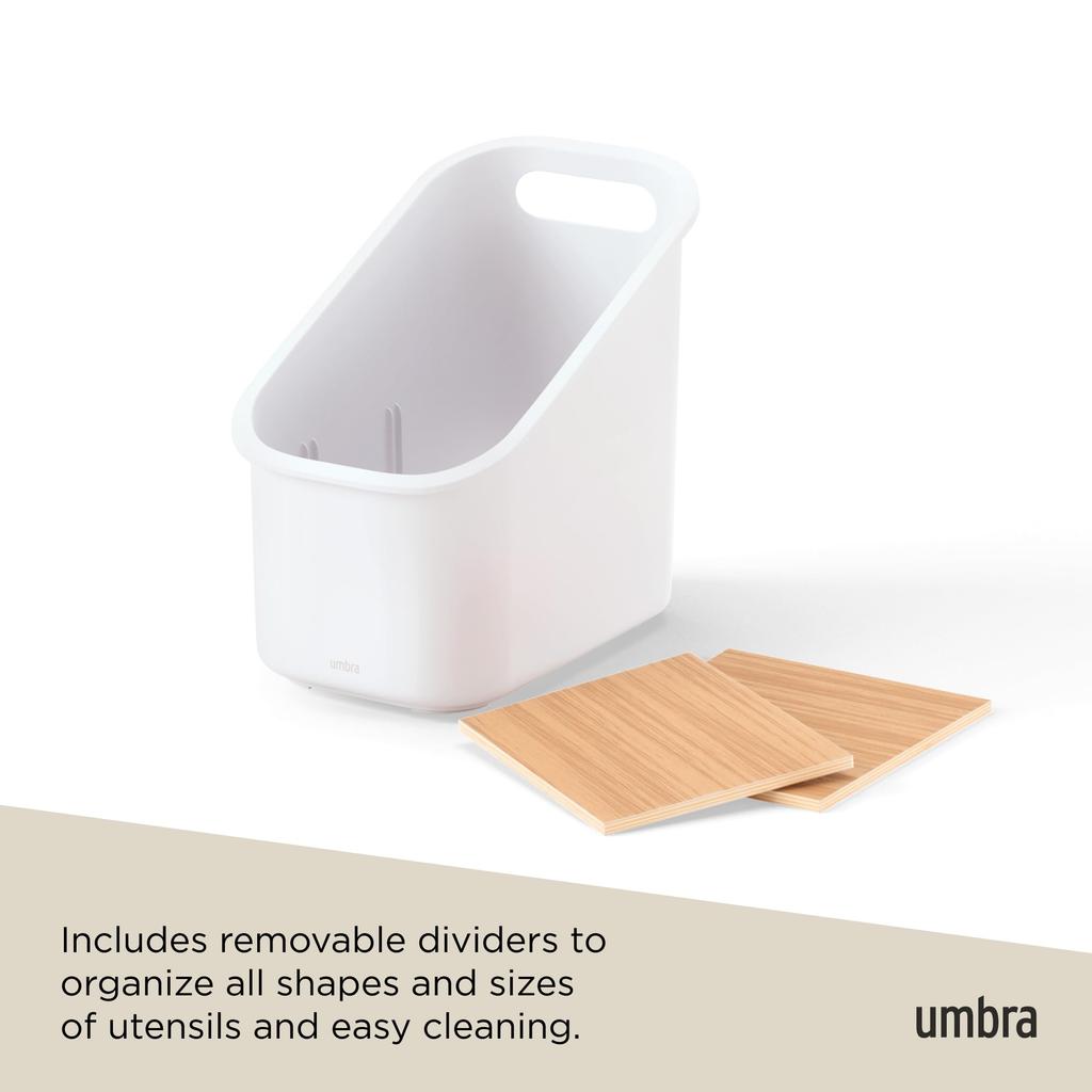 Official Umbra Bellwood Utensil Stand, White/Natural, Kitchen Storage
