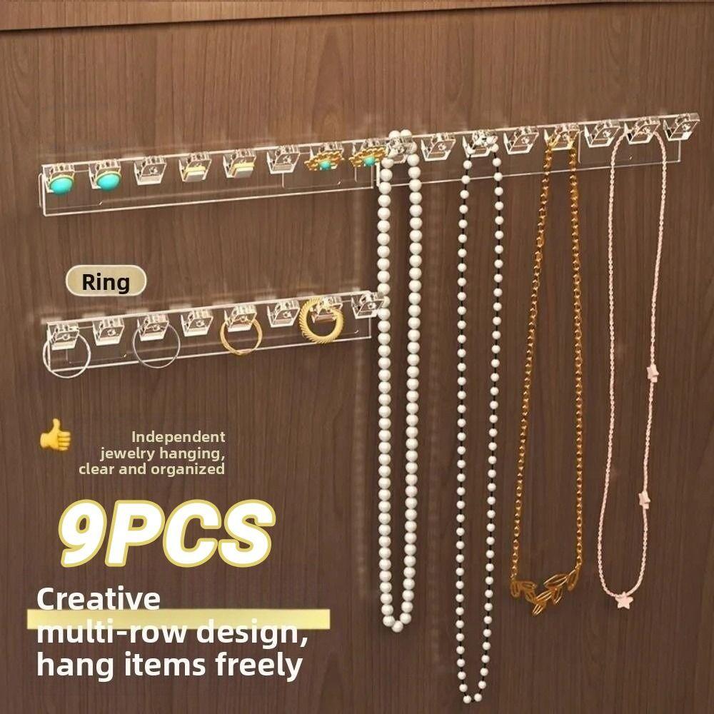 9Pcs 8 Hooks Necklace Holder Wall Mounted Jewelry Display Stand  for Bangles, Bracelets and Rings