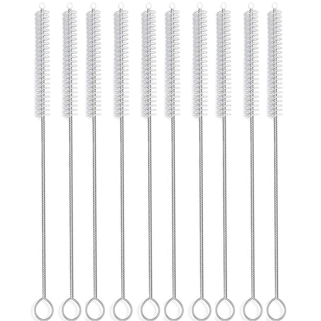 10Pcs Drinking Straw Cleaning Brush Kit Straw Tube Pipe Cleaner Nylon Stainless Steel Long Handle Cleaning Brushes for Straws