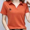 Dámské polo tričko s krátkým rukávem, nové letní výstřih do V, pletené svetry s písmeny, dámské oblečení, plus size, dámské topy
