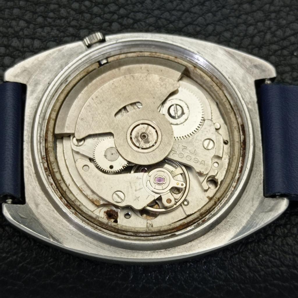 AUTOMATIC 7009A VINTAGE SEIKO 5 JAPAN MENS BLUE COLOR DIAL WATCH A701450-5 R206b-a701450