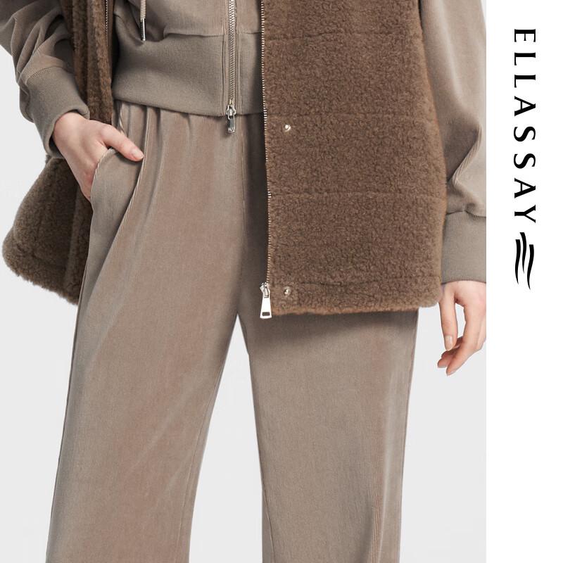 ELLASSAY Women's High-Waist Straight Leg Cotton Blend Casual Pants