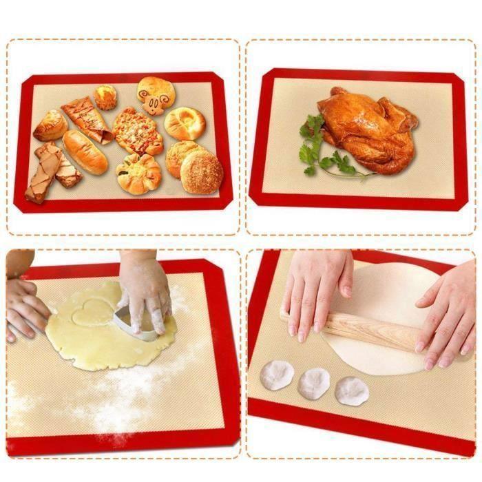 Tapis de cuisson en silicone - 40x30cm - Anti-adhérent - Réutilisable - Lot de 2
