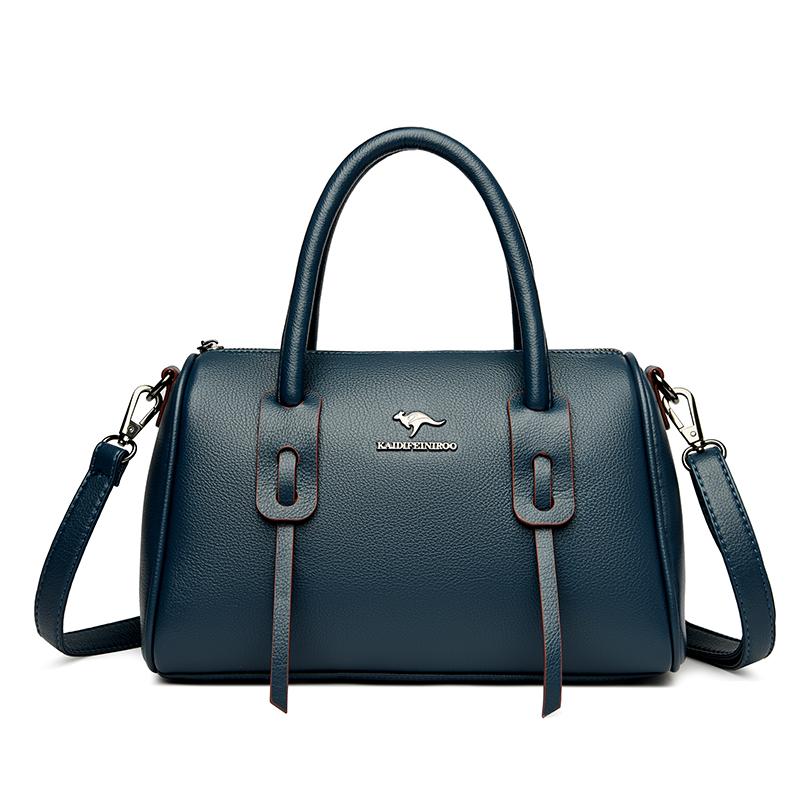 New Vintage Boston Leather Plutonium Large Capacity Women's Bags  Solid Color Female Fashion Shoulder Crossbody Bags