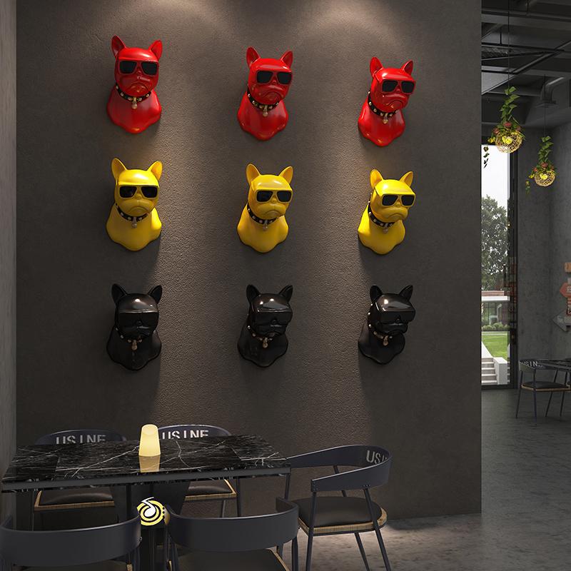 Wall mounted decor Creative Fighting Dog Head Wall Pendant Bar coffee shop restaurant background wall decor ornament sculpture