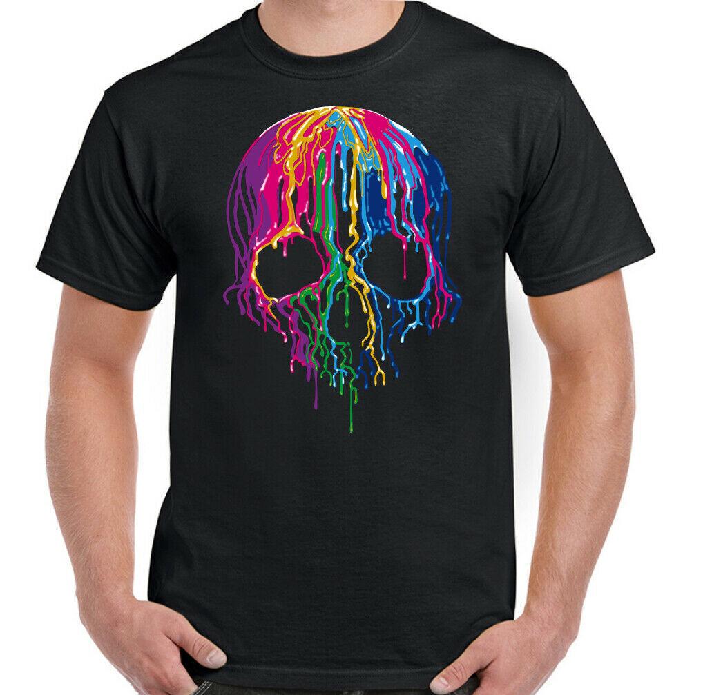 Dripping Skull T-Shirt Mens Biker Tattoo Gothic Melting Motorcycle Motorbike Top XL
