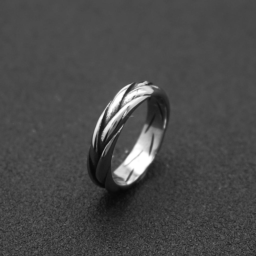 

European & American Trendy Woven Retro Titanium Steel Rings for Men & Women US Size 12