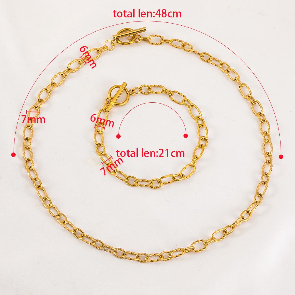 1PC 5PCS New Stainless Steel Frosted Necklace Bracelet Set Jewelry Making Gift Thick Link Chain OT Buckle Clasp Handmade Chokers