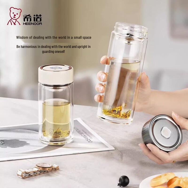 Heenoor Double-Layer Insulated Glass Tea Cup