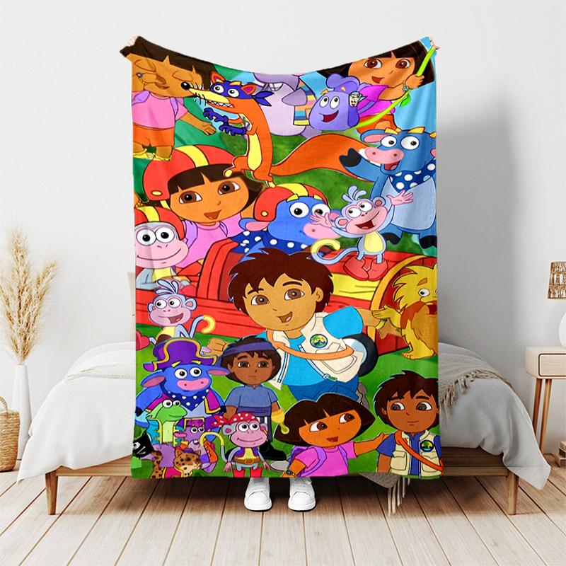 1pc Blanket D-Doras The Explorer1 Print Design, Lightweight Blanket for Sofa, Bed- Soft &Warm, Gift for All Seasons Like Christmas, Halloween