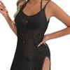 Women's Suspender Skirt Women's Sexy Hollow Machine Knitted Shirt Deep V Split Beach Bikini Blouse Dress