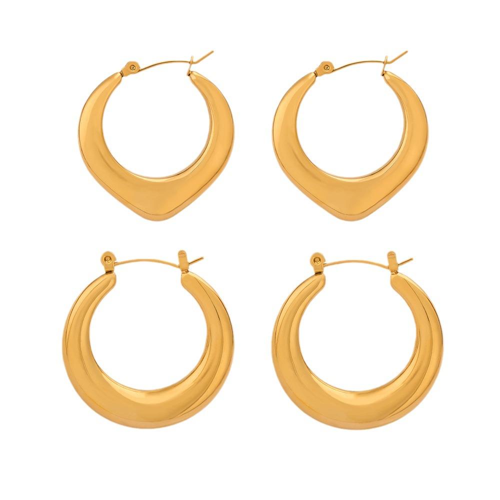 European-American Style Geometric Gold-Plated Titanium Steel U-Shaped Earrings for Women