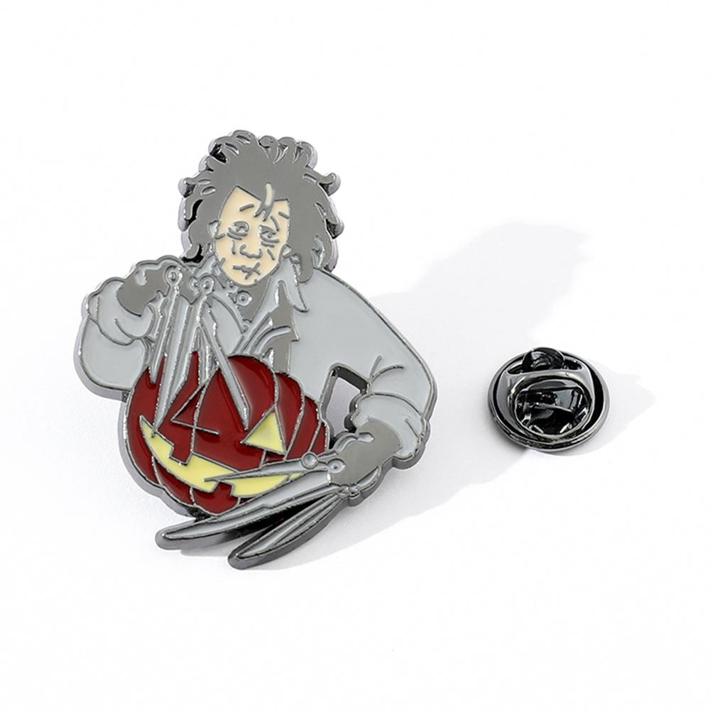 Halloween Brooch, Christmas Eve Horror, Wizard Hole Pumpkin Head Jack Personality Alloy Enamel Ornament Badge