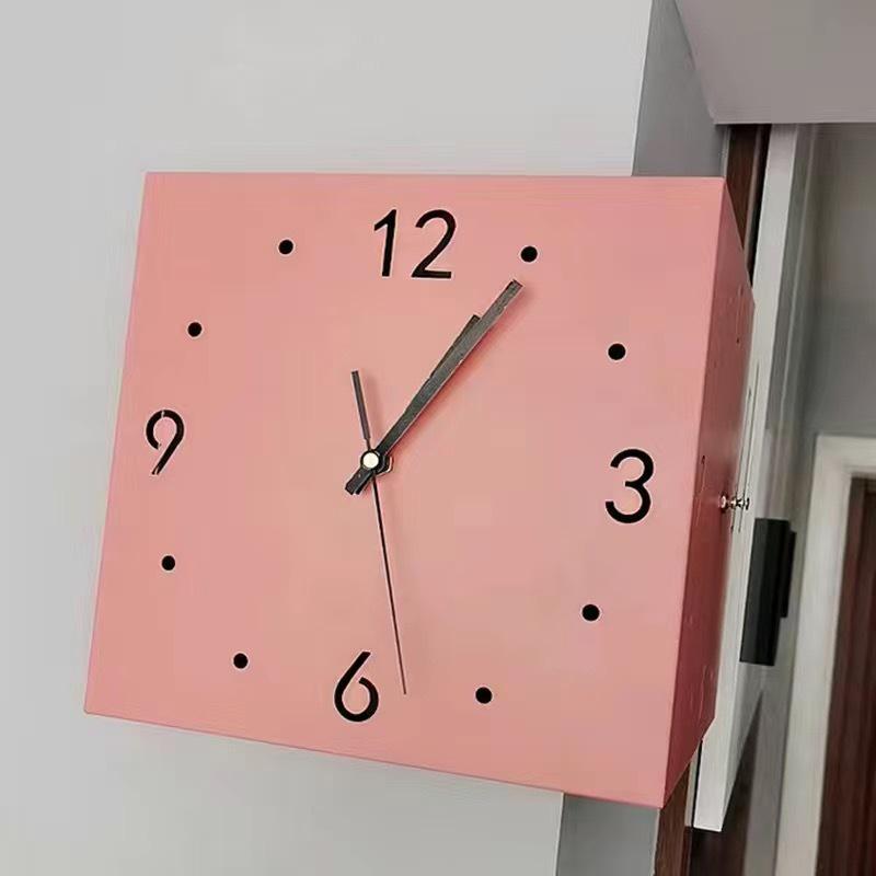 Minimalist Silent Two-Sided Corner Wall Clock for Living Room