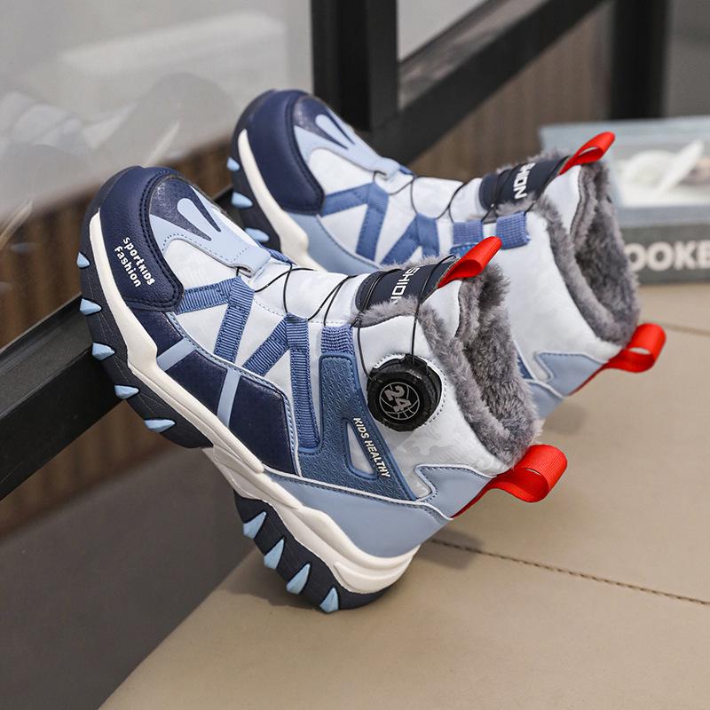 Children's Soft Sole Non-Slip Sneakers - Autumn/Winter 2025, Velvet-Lined, Thickened Warm Cotton, Casual Sports Shoes for Medium & Large Kids