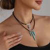 Vintage Ethnic Style Leather Cord Necklace Adjustable Length Neckchain For Casual Or Party Outfit Enhancement