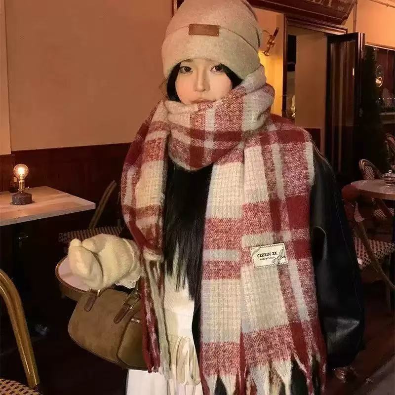 New Autumn and Winter Imitation Cashmere Scarf Women's Thickened Warm Scarf White Tassel Medium and Long Versatile Scarf Scarf Scarf
