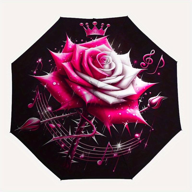 1pc Royal Melody Rose Umbrella with Plastic Handle,Suitable for All Seasons Home Travel Outdoor UmbrellaB1819