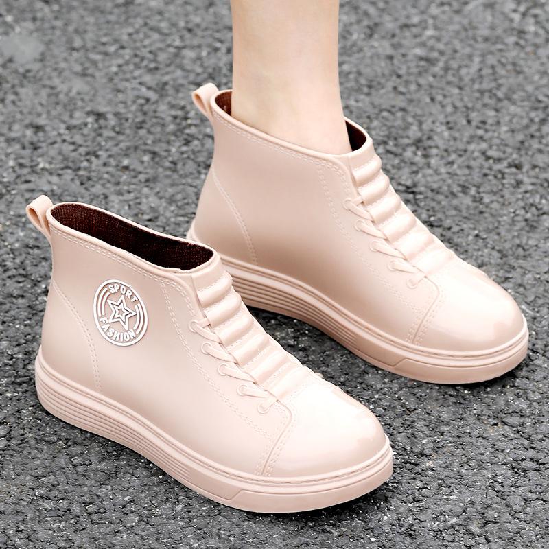 New Short Tube Waterproof Shoes Women's Rain Shoes Inner Heightening Water Boots Low Tube Wear-resistant Non-slip Rain Boots Korean Version