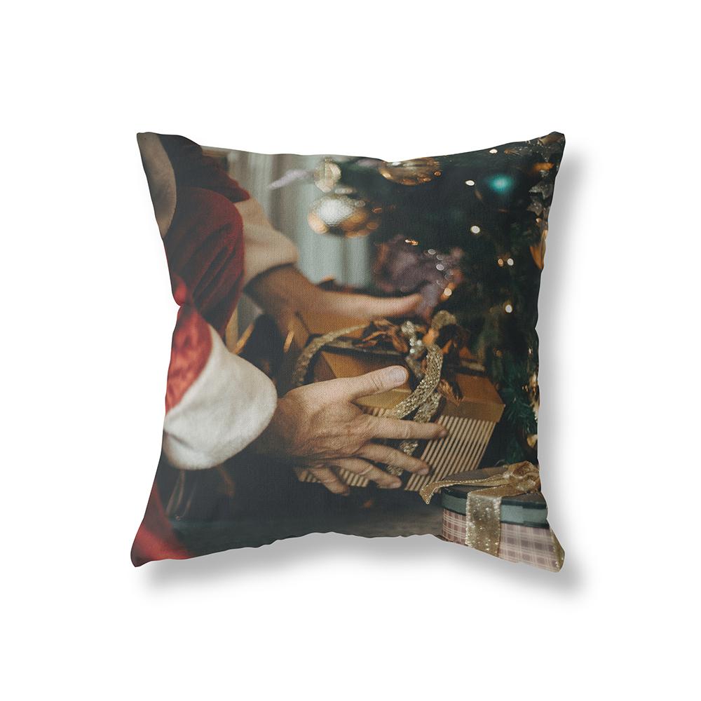 Cute Snowman Christmas Theme Printing Pattern Polyester Cushion Cover Home Living Room Sofa Decorative Pillow Pillow Cover