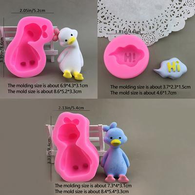 Urocza Kaczka Kreskówkowa 3D Forma Silikonowa DIY Świeca Zapachowa Gips Mydło Forma z Żywicy Ręcznie Robiona Pieczenie Czekoladowa Forma do Ciasta