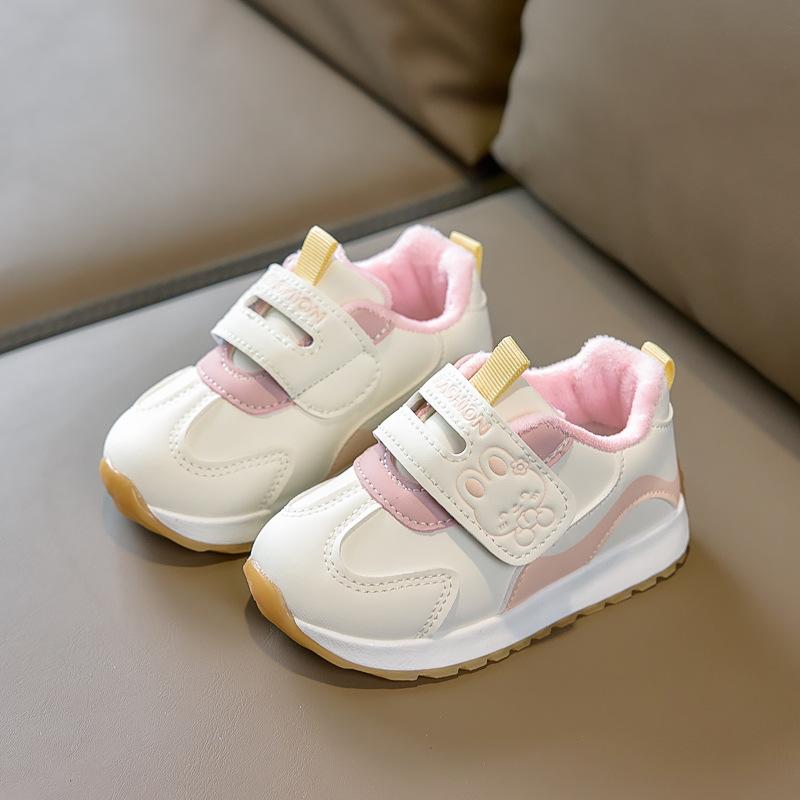 

Baby walking shoes, winter style, fleece-lined, warm, soft-soled, anti-kick, infant and toddler Cortez sneakers, boys and girls cotton shoes 16Inner Length11.5cm розовый