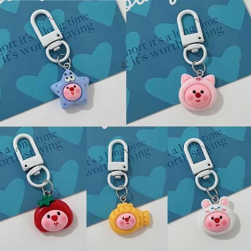 Cute Resin Keychain Loopy Keychain Resin Cartoon Doll Pendant Cute Accessories Perfect Gift for Woman Girls Children