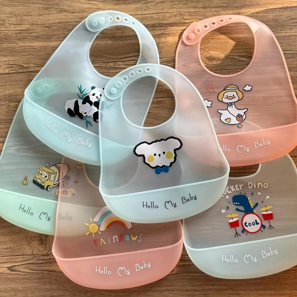 Cartoon Print Baby Feeding Bib Adjustable Neck Eating Protector Cute Baby Bibs
