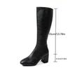 Autumn 2025 Women's Knee-High Boots, Square Toe, Plus Sizes 41-42, Side Zipper, High Heels