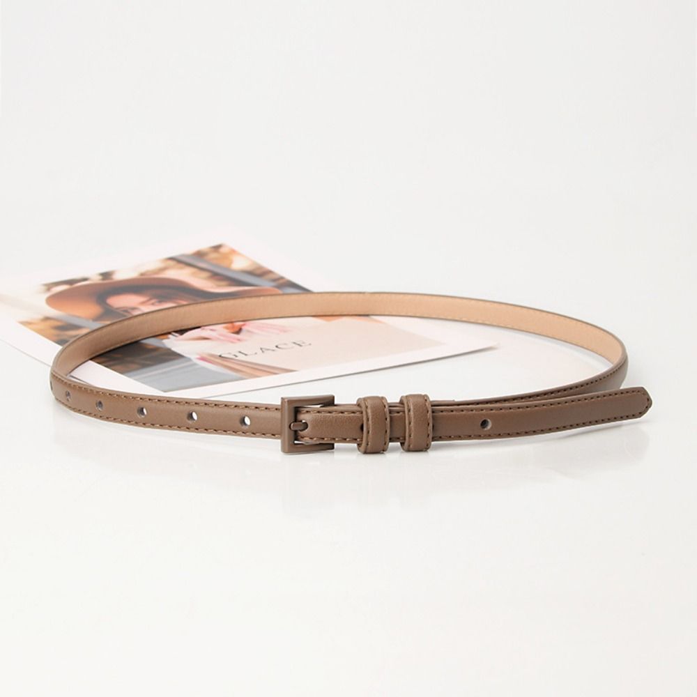 Pu Leather Candy Color Belt Vintage Dress Waistband Classic Thin Waist Belt Daily