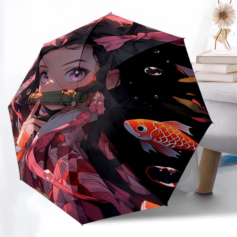 1pc Kamado Nezuko Demon Slayer Automatic Opening and Closing Umbrella - Suitable for Various Occasions, Outdoor Activities, Lightweight and Durab