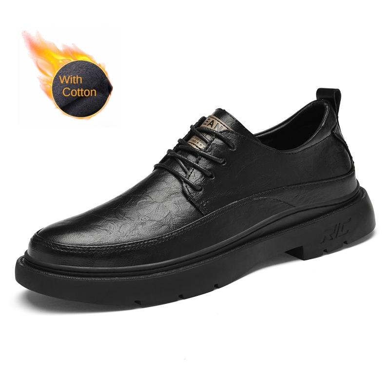 Fashion Spring Autumn New Men's Low Top Shoes Classic Retro Men's Genuine Leather Shoes Office Dress Shoes Winter Cotton Free Delivery