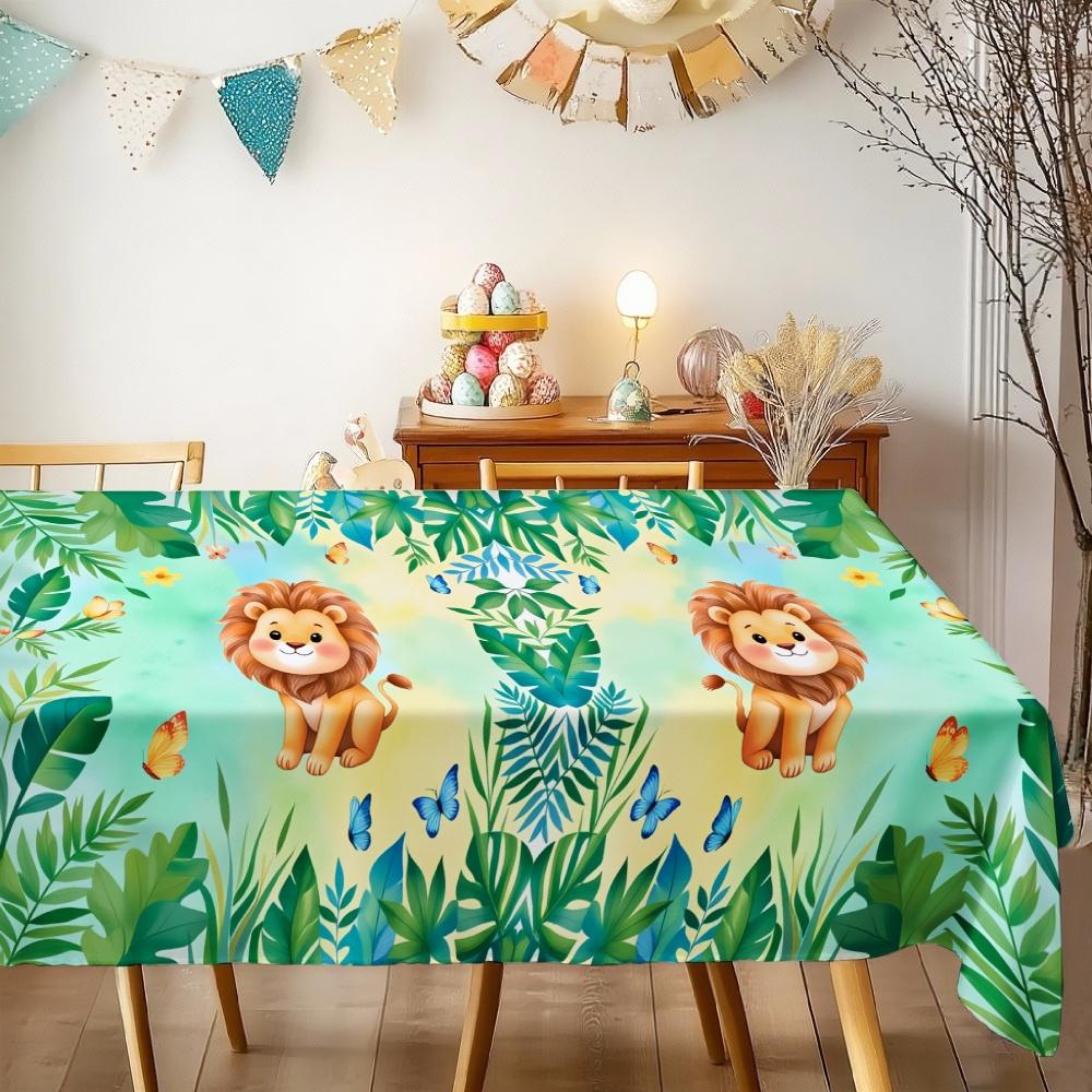 Jungle Lion Rectangle Table Cloth for Table Decoration Kitchen Dining Waterproof Reusable Tablecloth for Tables Party Picnic
