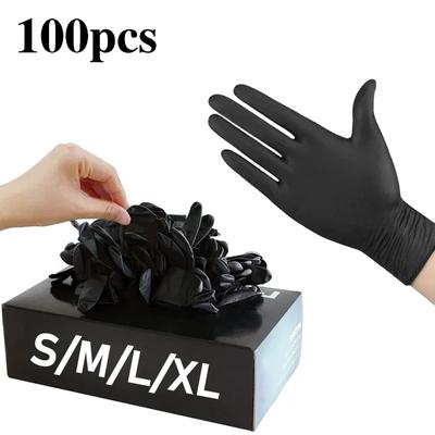 10/20/50/100PCS Black Nitrile Disposable Gloves for Work Latex Free Home Cleaning Glove Textured Mechanic Tattoo Hair Dye Beauty