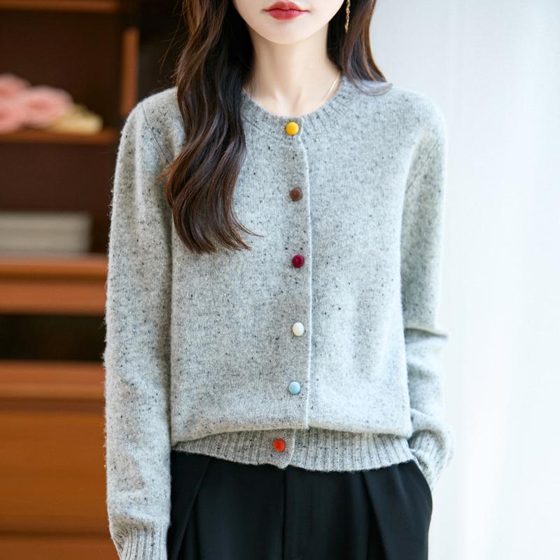 QingHe Cashmere Women's 30% Cashmere Cardigan - Soft & Warm Wool Blend Sweater