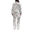 Adult Astronaut Costume Full Body Jumpsuit Space Theme Uniform with Patches and Zipper Closure for Parties Events