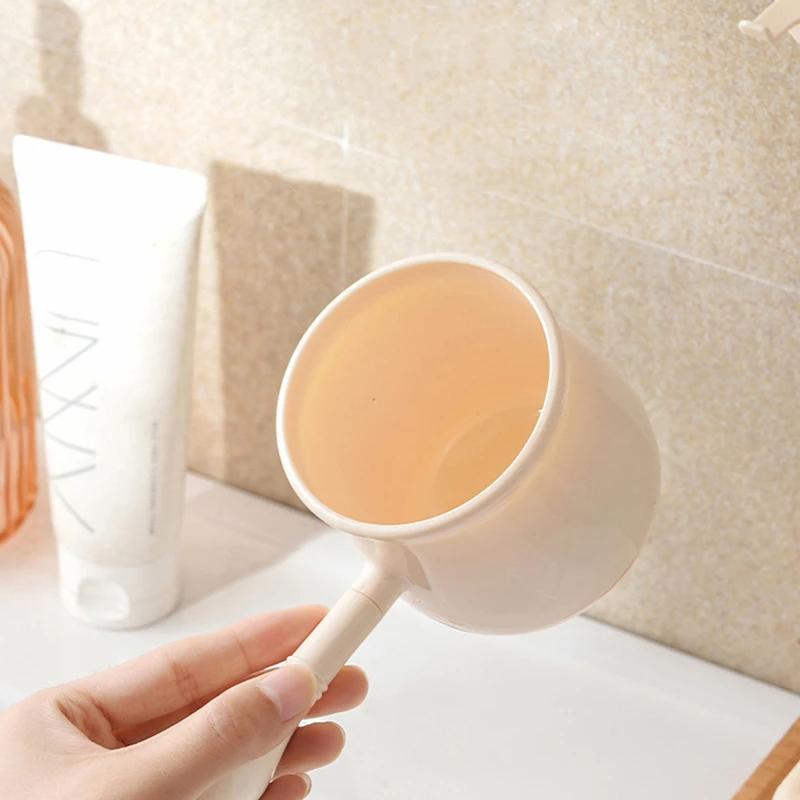 Home Brushing Cup Simple Mouthwash Couple Cup Straight Handle Punch-free Toothbrush Cup Holder Wall Mount Toothbrush Holder