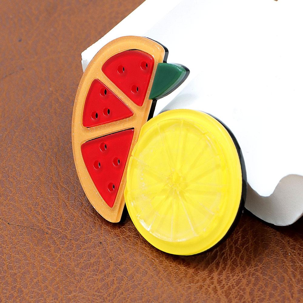 Handmade splicing acrylic sheet watermelon lemon fruit brooch, personalized and versatile
