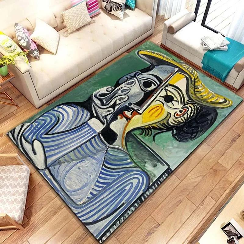 Picasso Abstract Realism Painting Artistic Rug for Bedroom Floor Mat Carpet Living Room Home Decor Rug Soft Flannel Mat Area Rug
