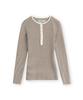 Beulaunyadeu W Henley Neck Long Sleeve, Brown Stripe