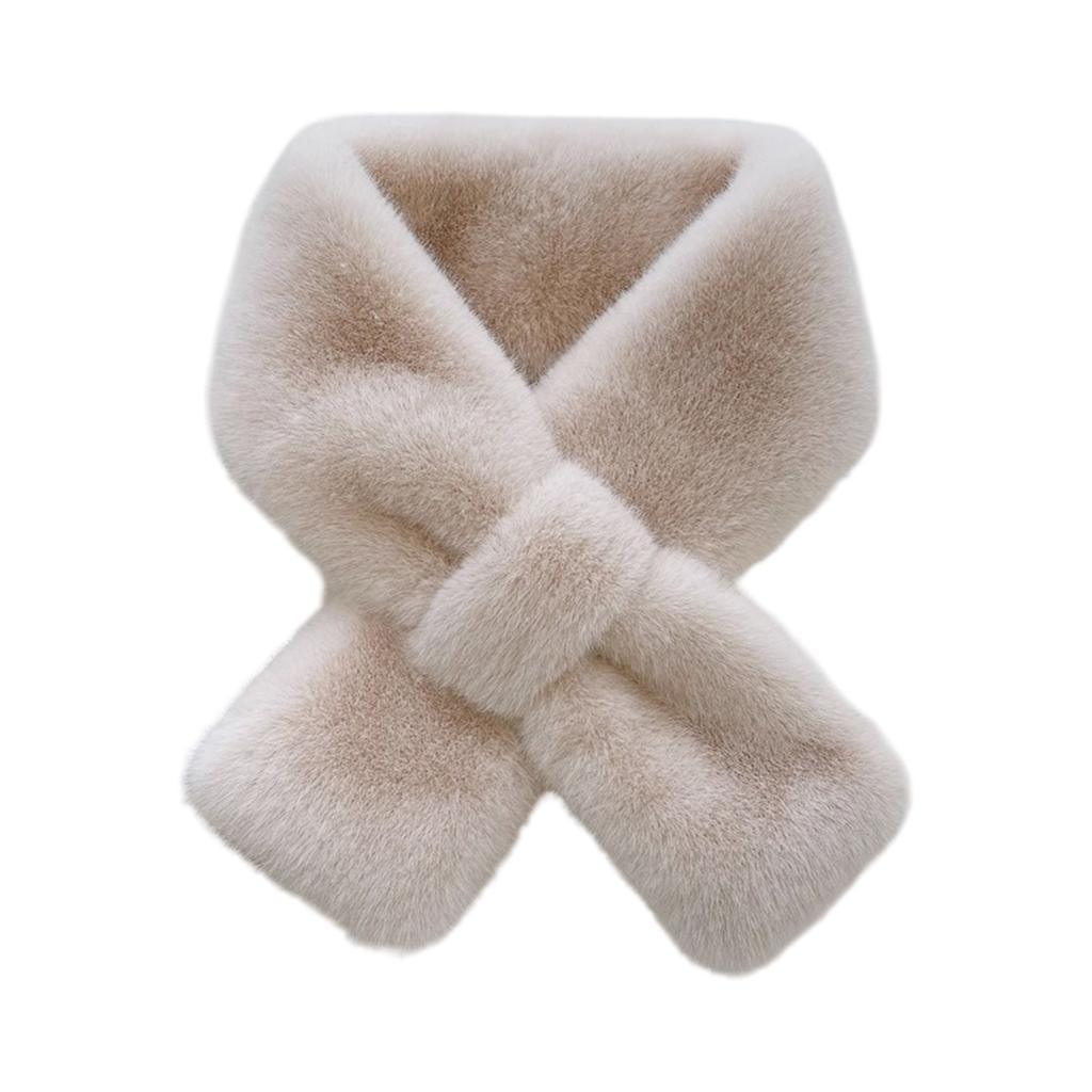 Ladies' Fashion Solid Color Plush Cross Scarf Neck Protector Cute Plush Thick Warm Neck