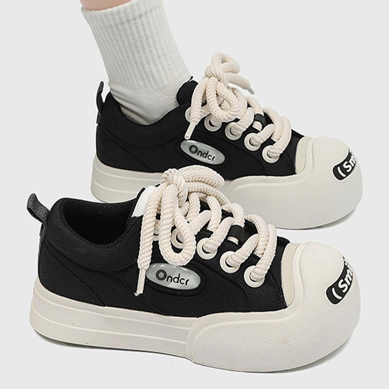 

Женские вулканизированные туфли Новые роскошные дизайнерские шнурованные туфли на платформе Спортивные туфли для улицы Удобная повседневная обувь Женская 37 чёрный