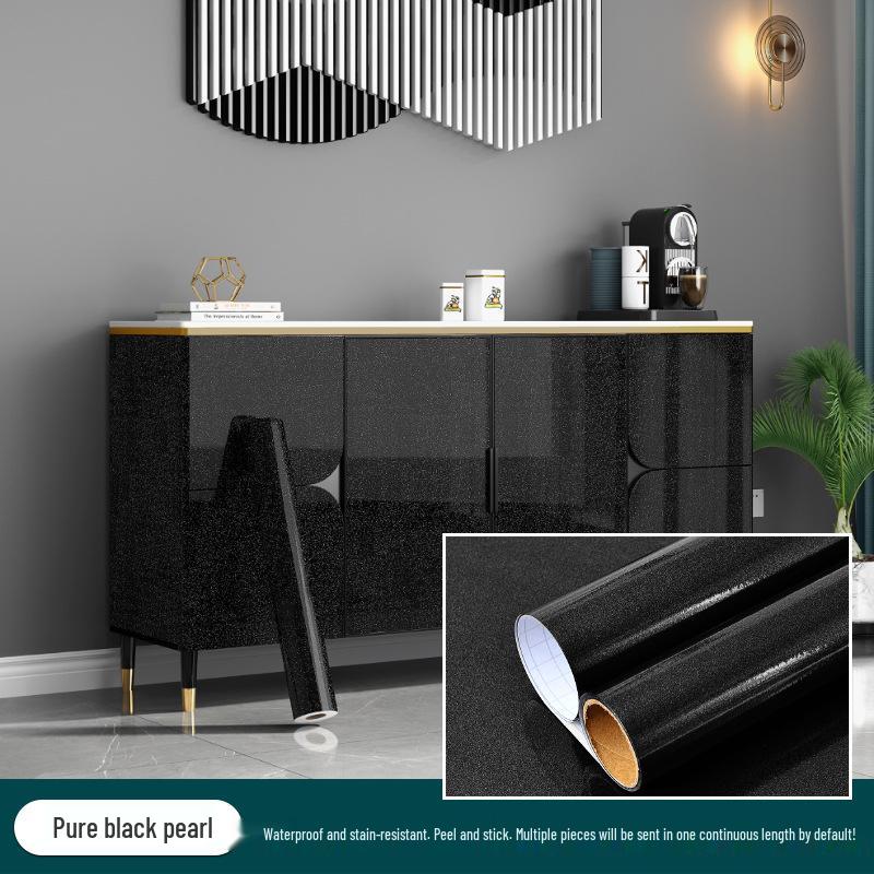 Black Wood Grain Self-Adhesive Wallpaper for Furniture and Countertops - Waterproof and Moisture-Proof Renovation Film