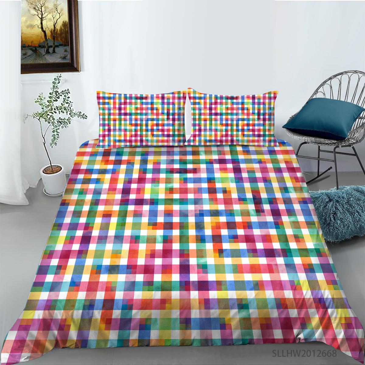 

Постельное белье с 3D цветным узором и графической печатью, односпальная двуспальная кровать, полноразмерная наволочка с винтажным узором и пододеяльник, 2 или 3 удобных украшения для дома EU Single 135x200cm