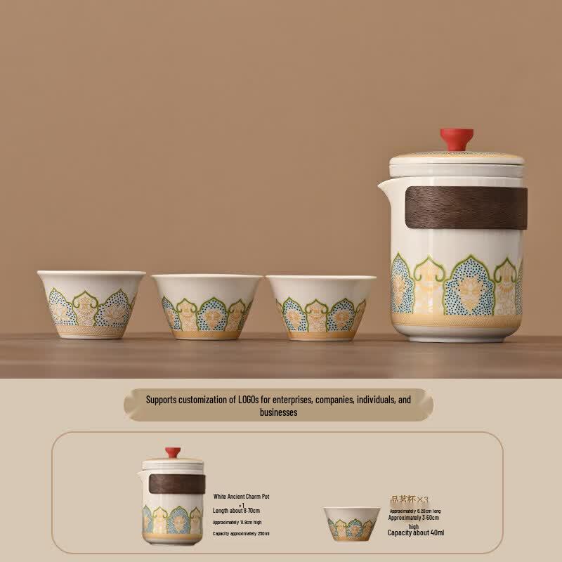 Nordic Ceramic Portable Travel Tea Set (1 Pot, 4 Cups)